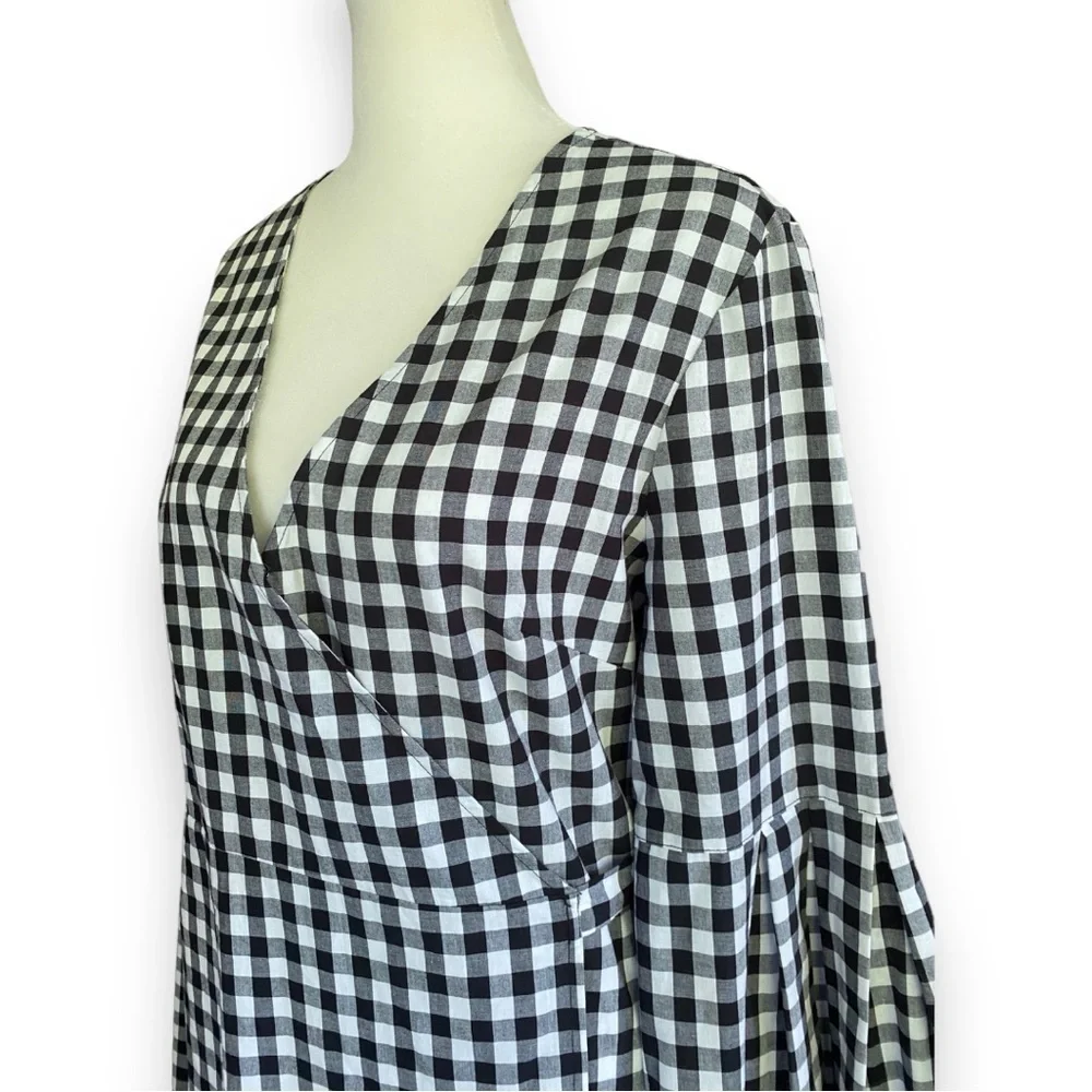 NEW Jack By BB Dakota Alter Ego Black and White Gingham Check Wrap Dress | M